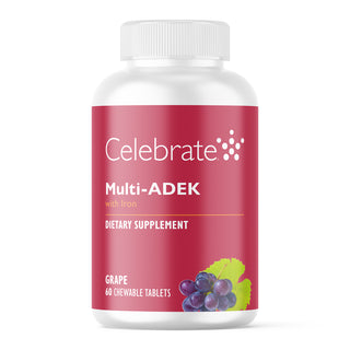 Multi-ADEK Vitamine avec 60mg Fer A mâcher, Grape 