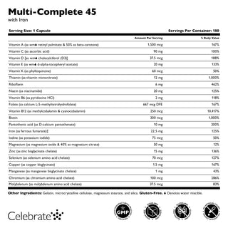 Multi-Complete 45 Multivitamine bariatrique avec Fer, Capsules