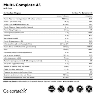 Multi-Complete 45 Multivitamine bariatrique avec Fer, Capsules