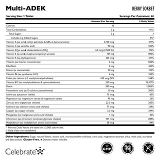 Multi-ADEK Kautabletten Vitamin, eisenfrei, Beere Sorbet