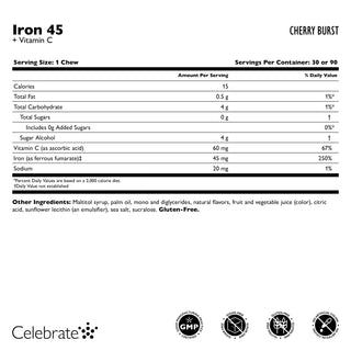 Ferro 45 mg + Chewables di Vitamina C 