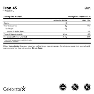 Eisen 45 mg + Vitamin C Kautabletten, Traube