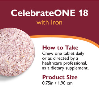 CelebrateONE 18 Multivitaminico bariatrico una volta al giorno con Ferro, Masticabile