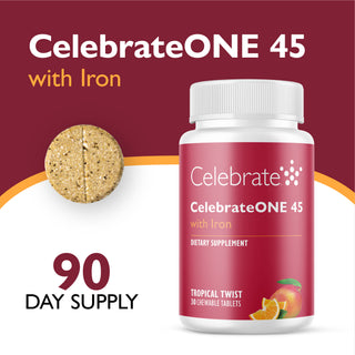 CelebrateONE 45 Multivitaminico bariatrico una volta al giorno con Ferro, Masticabile