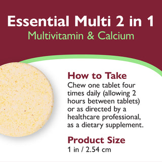 Essential Multi 2 in 1 Multivitaminico con Calcio, Masticabile
