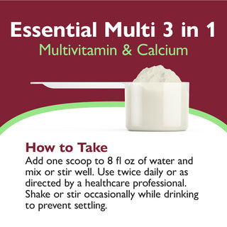 Essential Multi 3 in 1 Multivitaminico con Calcio, Bere Miscela