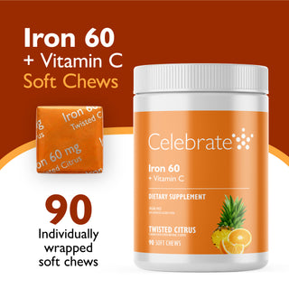 Ferro 60 mg + Vitamina C, Masticatori morbidi, Twisted Citrus