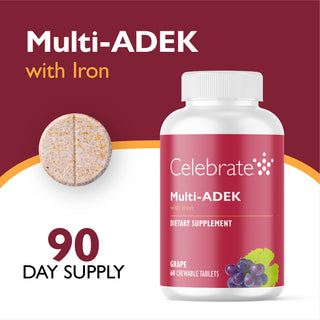 Vitamina Multi-ADEK con 60 mg Ferro, Masticabile, Grape